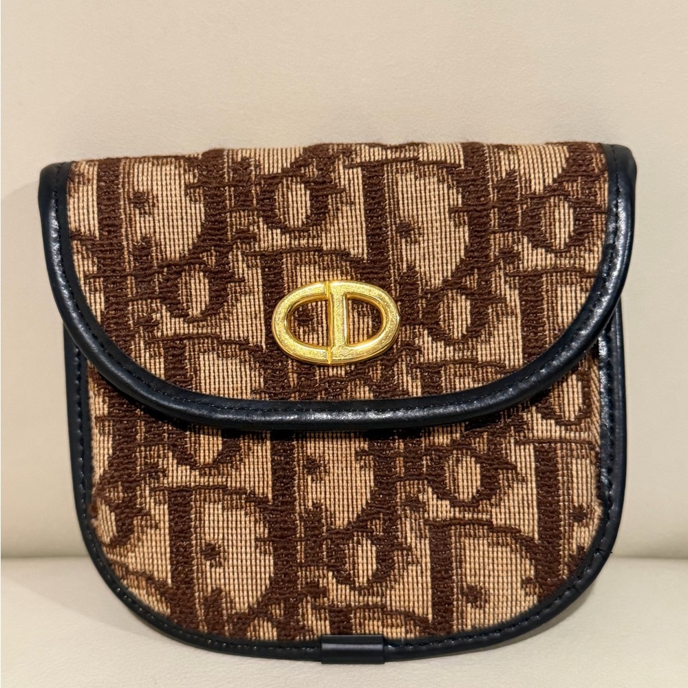 Authentic Christian Dior Brown and Black Coin Purse Good Condition